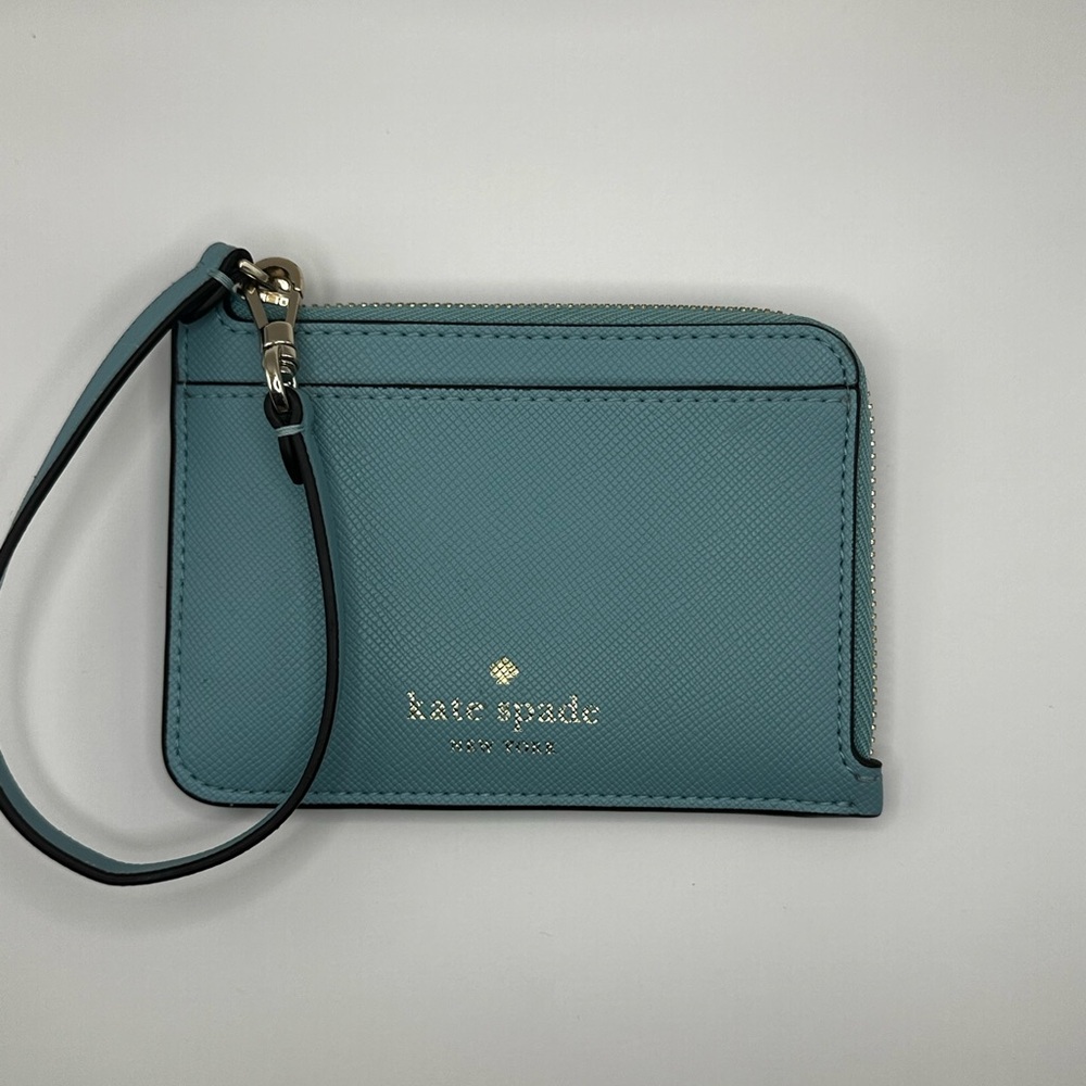 Teal Wristlet with Gold Zipper